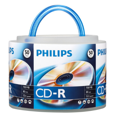 飞利浦（PHILIPS）CD-R光盘/刻录盘 52速700M 手拎乖乖桶 桶装50片