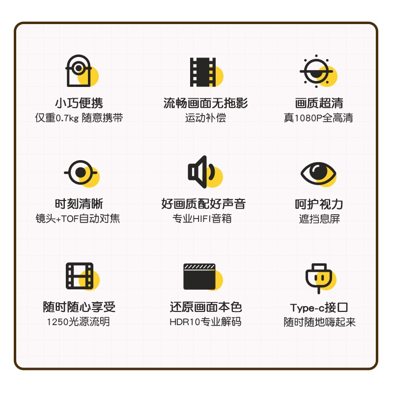 【大眼橙环球联名款】H1小黄人便携投影仪 手机投影仪 迷你投影仪 家用高清投影仪