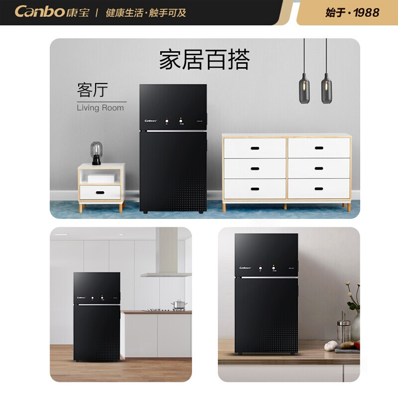康宝（Canbo）消毒柜 家用 立式 小型 二星级高温 厨房碗筷餐具消毒碗柜 双门台式XDZ70-6B