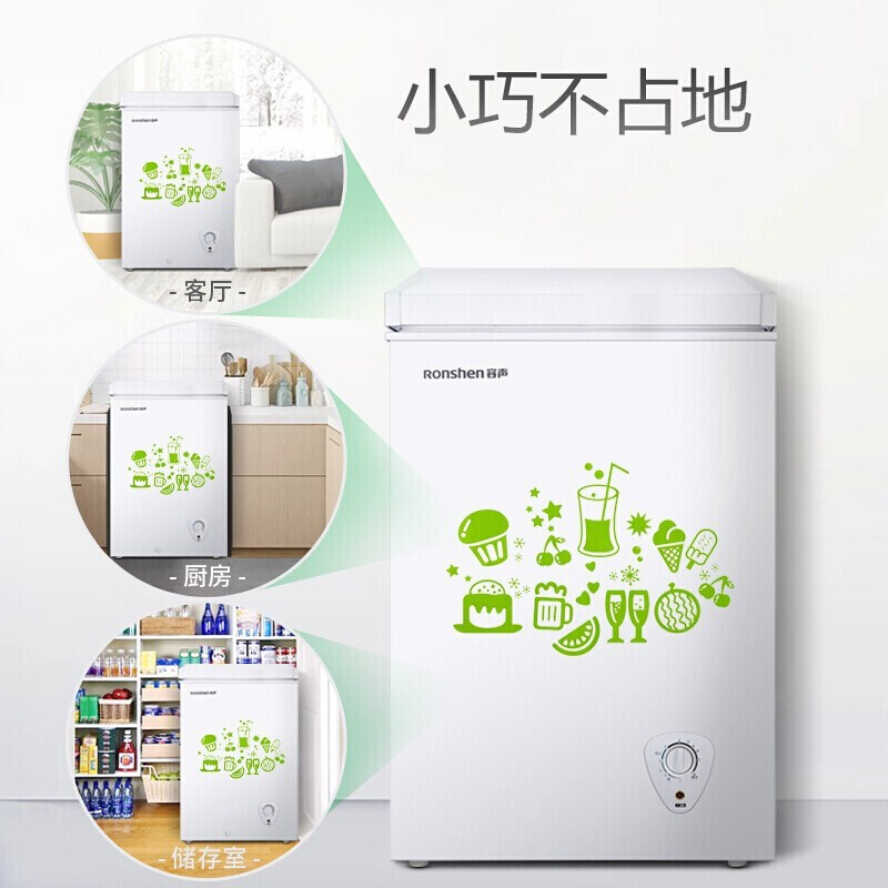 容声冷柜100升 小型冰柜商用 迷你冷冻柜 一级能效BD/BC-100MB