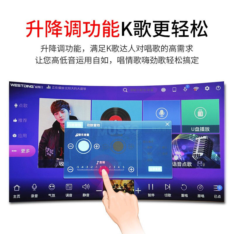 威斯汀（WESTDING）Q1S点歌机家庭影院ktv音响套装会议套装卡拉OK双系统一体机10英寸 Q1S智能语音双系统（2T版）