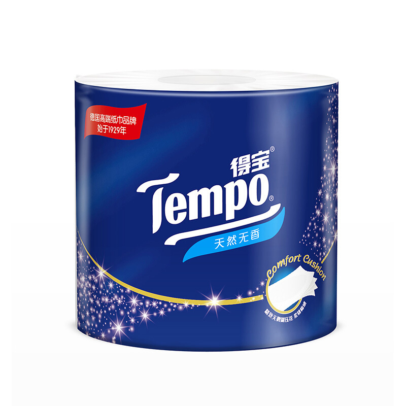 得宝(Tempo) 卷纸 4层*160g*16卷 有芯卷筒纸卫生纸巾 天然无香（整箱销售）-柔韧升级_http://www.chuangxinoa.com/img/images/C202012/1607506529619.jpg