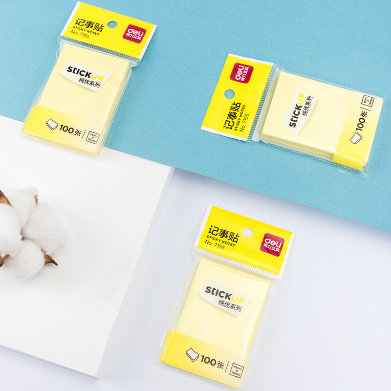 得力（deli）12本彩色便利贴粘性便签纸 76*51mm备忘留言纸/记事贴/N次贴 7155_http://www.chuangxinoa.com/img/images/C202101/1610434815707.jpg
