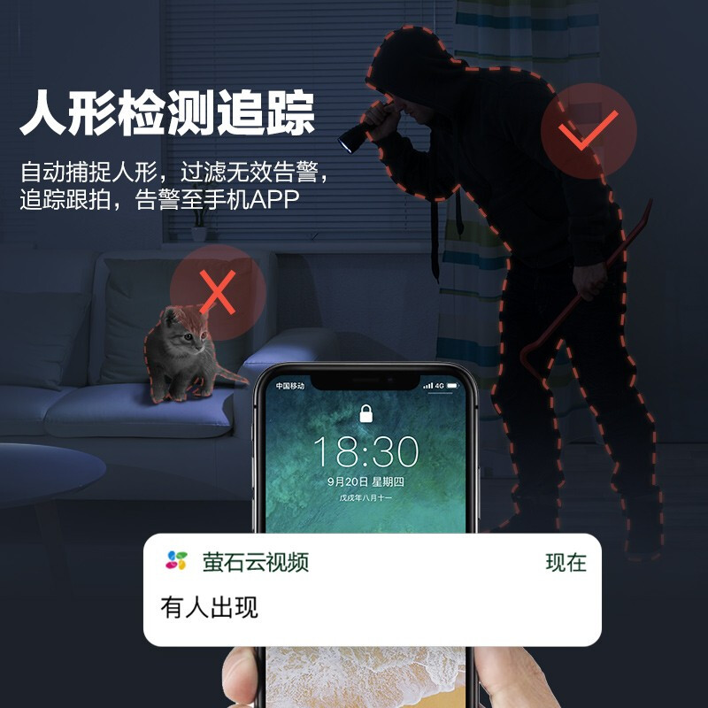 萤石（EZVIZ） C6CN 1080P云台网络摄像机 高清wifi家用无线安防监控摄像头 双向通话 手机远程_http://www.chuangxinoa.com/img/images/C202101/1611025705673.jpg