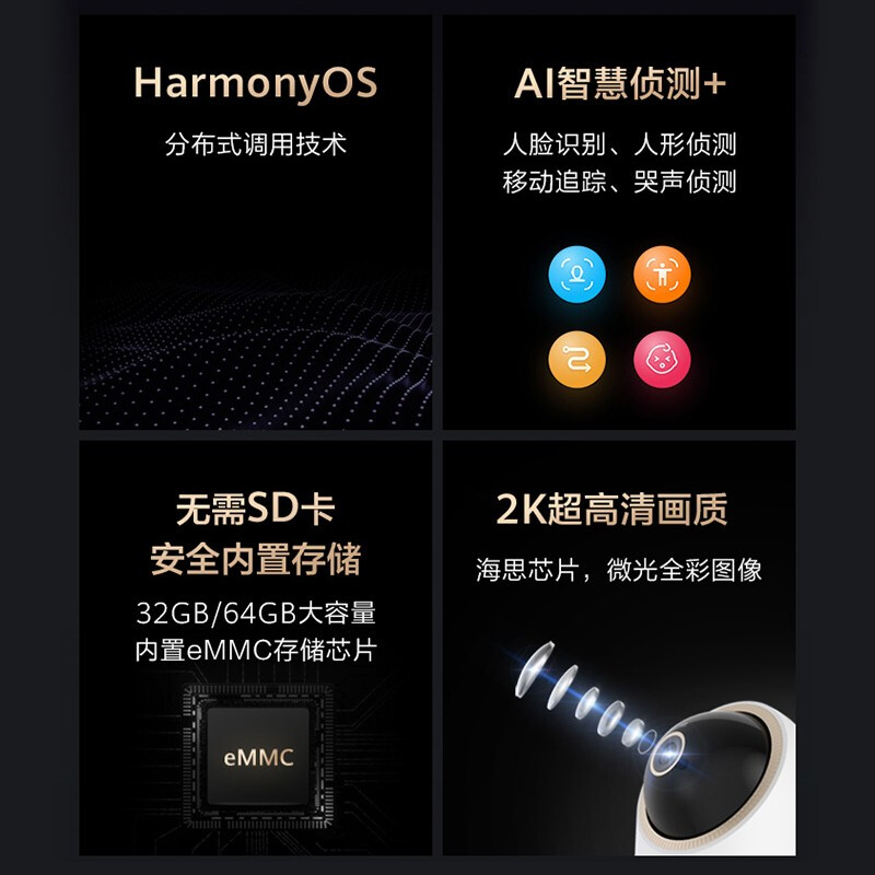 华为智选 海雀智能摄像头PRO 64G内置存储AI监测智能监控器无线高清网络摄像头【GD02】白色_http://www.chuangxinoa.com/img/images/C202102/1613888402040.jpg