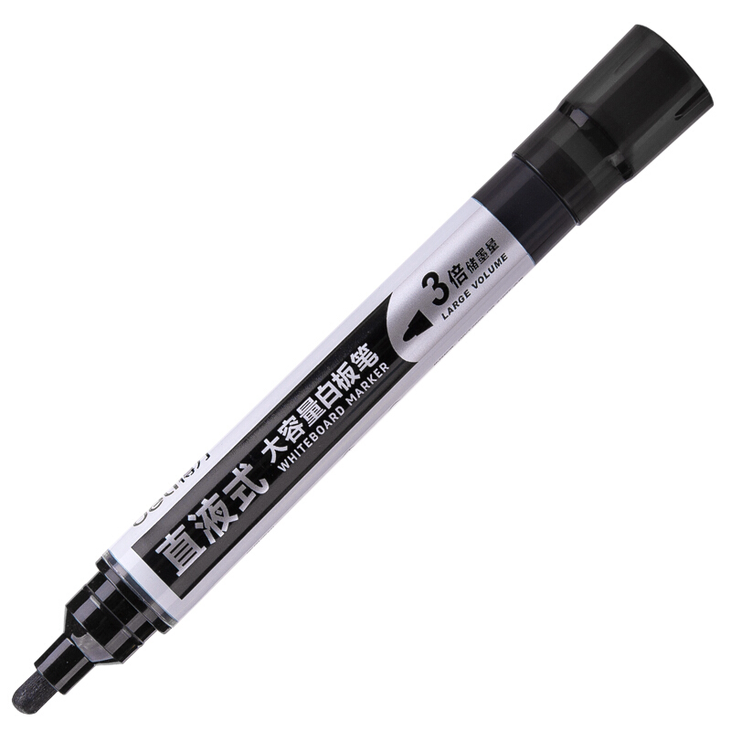 得力(deli)直液式白板笔 大容量可擦易擦 黑色10支 办公用品[DLSX-S518]