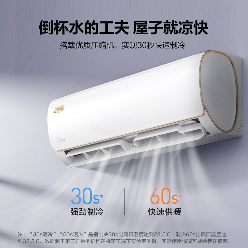 美的（Midea) 新能效 智弧  变频冷暖 1匹壁挂式空调 KFR-26GW/N8MJA3