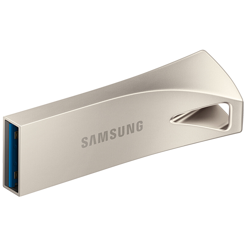 三星（SAMSUNG）128GB USB3.1 防水高速读写U盘金属外壳 BAR升级版+ 读速400MB/s 移动优盘（Gen 1）香槟银【BE3】