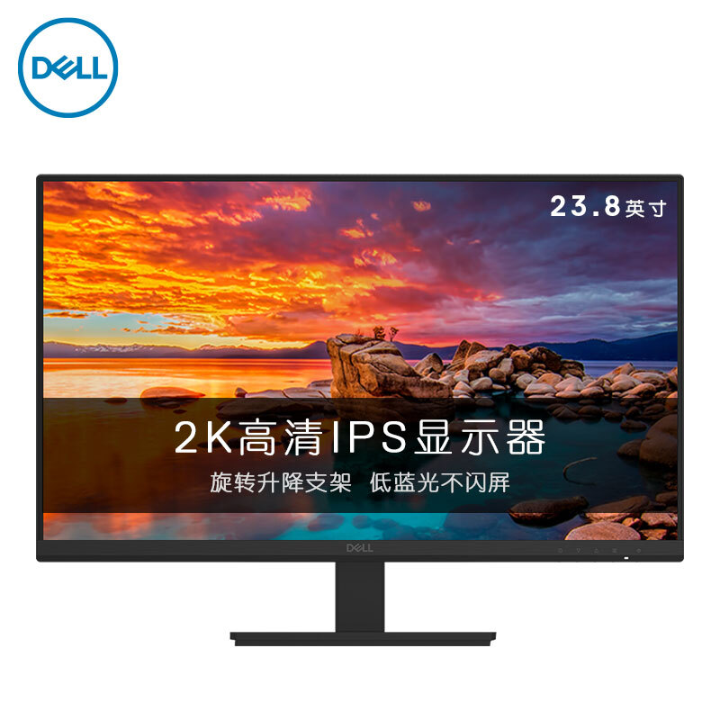 戴尔（DELL）D2421DS 23.8英寸 2K IPS 旋转升降 爱眼低蓝光 三面微边框 专业设计绘图 电脑显示器