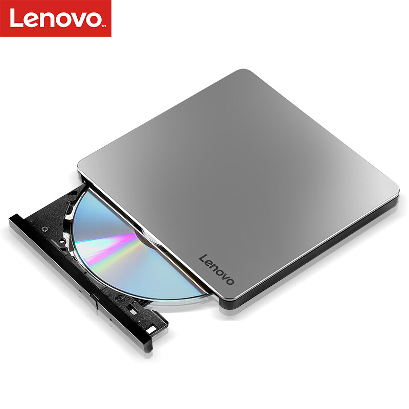 联想（Lenovo）8倍速 铝合金Type-C/USB外置光驱 外置DVD刻录机 移动光驱 Windows/MAC系统/DB85（银黑色）