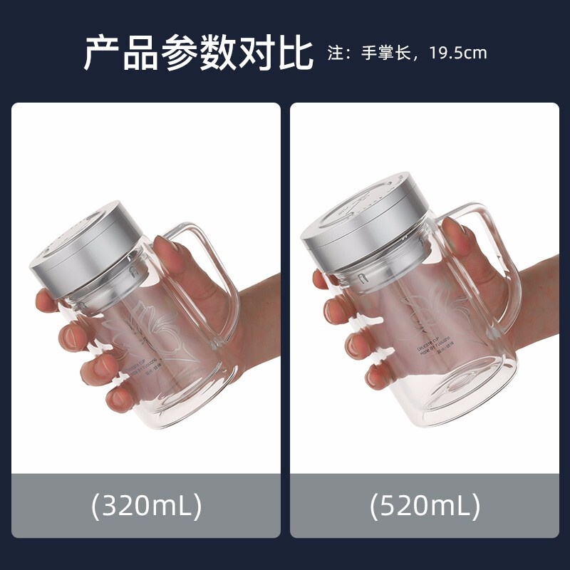 富光 健牌双层玻璃杯 透明带盖茶杯办公杯带把 大容量男女牛饮者水杯子 700B-520ML_http://www.chuangxinoa.com/img/images/C202109/1631956616258.jpg