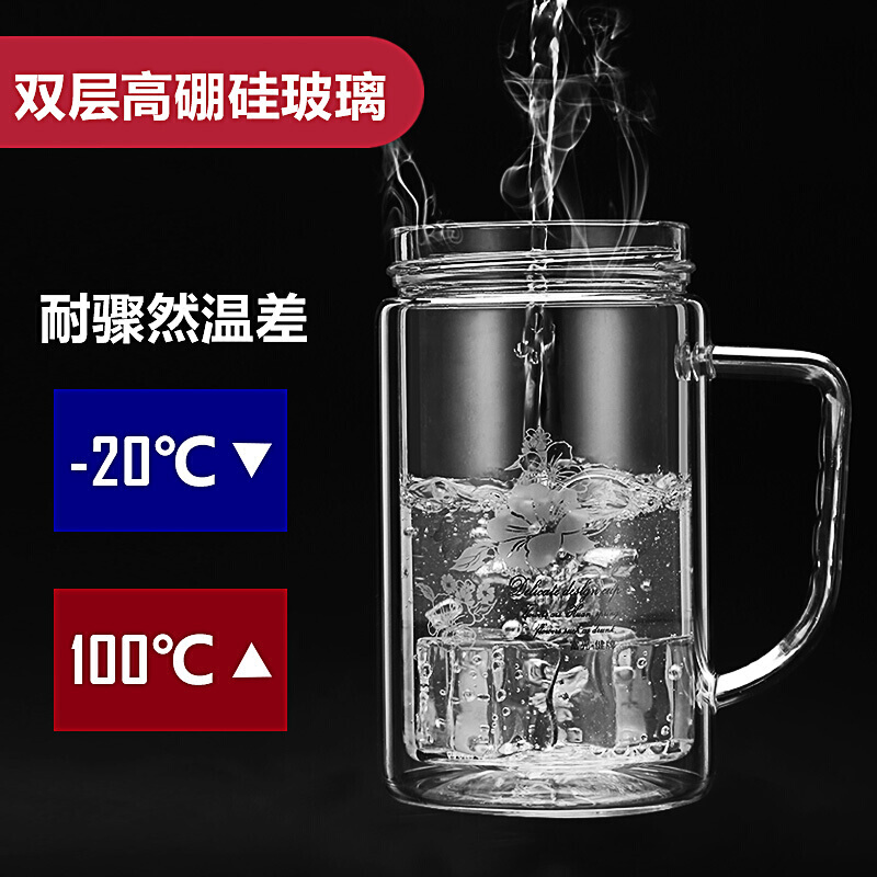 富光 双层玻璃杯商务泡茶杯子 大容量男女耐热办公水杯过滤水杯带把 320ML银色(WFB1004-320B)_http://www.chuangxinoa.com/img/images/C202109/1632968057847.jpg