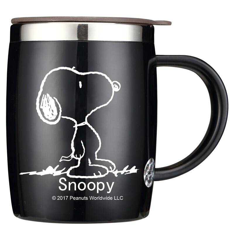 史努比(SNOOPY)保温杯不锈钢隔热喝水杯男女士办公室咖啡杯马克杯420ML DP-5002H黑色
