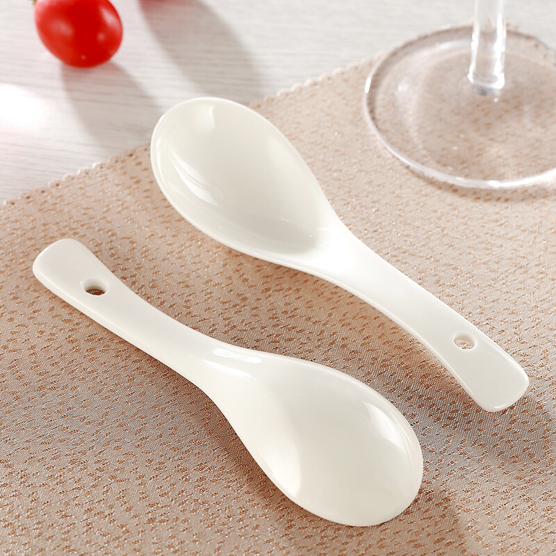 靓佳 勺 陶瓷勺 小勺 汤勺 纯白陶瓷勺6个装