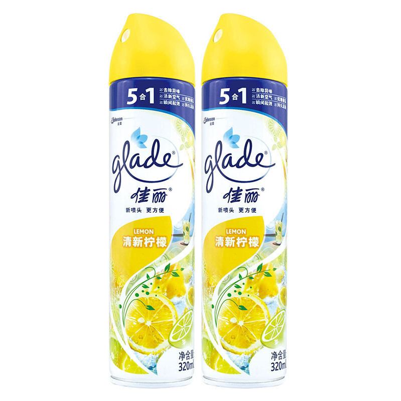 佳丽 空气清新喷雾 320ml*2瓶 柠檬香 空气清新 芳香剂 去除异味 室内 厕所 卧室 汽车