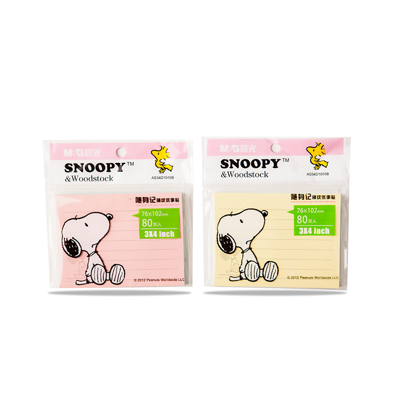 晨光3X4多彩便条贴80页Snoopy横线YS-81