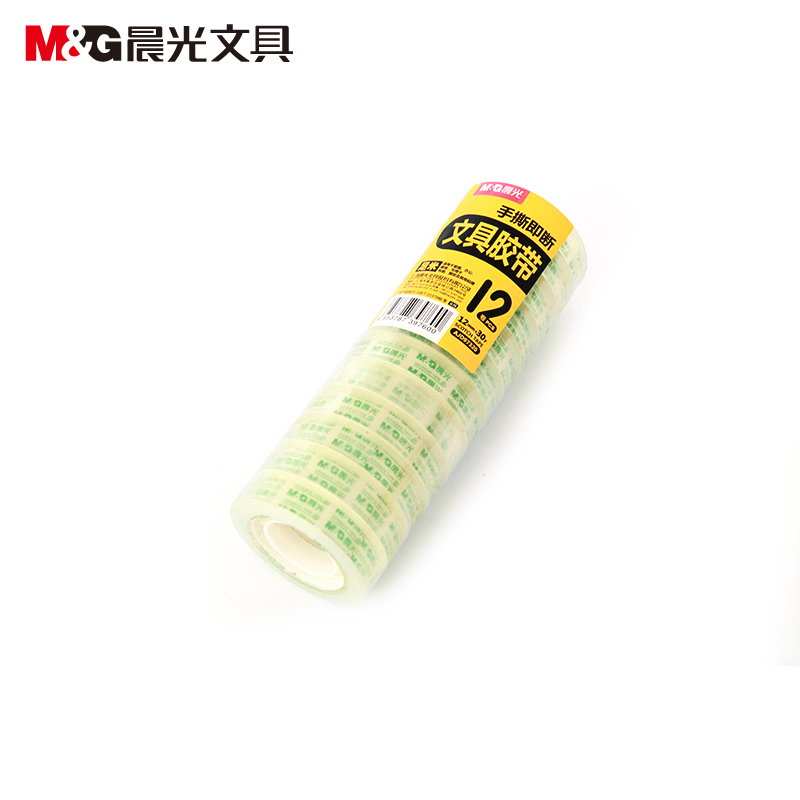 晨光(M&G)文具透明胶带 高透易撕小胶带 学生手工胶布12mm30y(27.42米/卷) 12卷装AJD97320