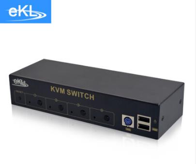 eKL KVM切换器4口 VGA多电脑4进1出USB自动 无线键鼠显示器