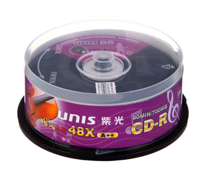 紫光（UNIS）CD-R空白光盘/刻录盘 音乐风系列 48速700M 双面黑胶 桶装25片 纯音轨刻录，发烧友级音乐盘