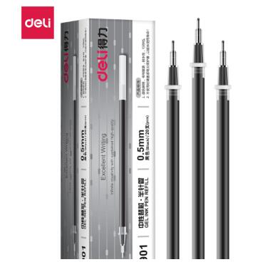 得力(deli)0.5mm半针管黑色中性笔笔芯 水笔签字笔替芯 20支/盒6901