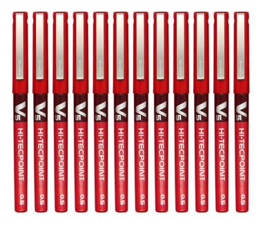百乐（PILOT）BX-V5 直液式走珠笔中性水笔针管笔签字笔 红色 0.5mm 12支装