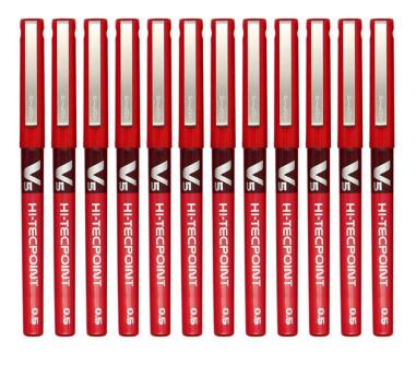 百乐（PILOT）BX-V5 直液式走珠笔中性水笔针管笔签字笔 红色 0.5mm 12支装