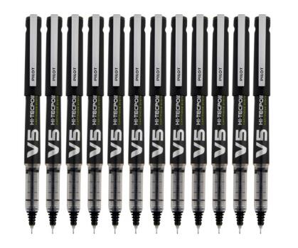 百乐（PILOT）BXC-V5直液式走珠笔中性水笔针管笔签字笔 V5升级版可换墨胆 黑色 0.5mm 12支装