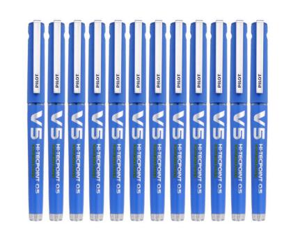百乐（PILOT）BXC-V5直液式走珠笔中性水笔针管笔签字笔 V5升级版可换墨胆 蓝色 0.5mm 12支装