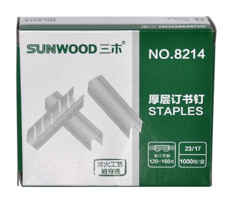 三木(SUNWOOD) 8214 140页 厚层订书钉/订书针 规格23/17 1000枚/盒 10盒装_http://www.chuangxinoa.com/img/sp/images/201806061450393480002.jpg