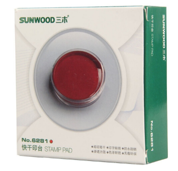 三木(SUNWOOD) 6281 Φ65mm圆形透明外壳快干印台 红色 办公文具