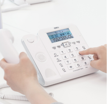 得力（deli）790 时尚创意多功能座机 大屏显示办公家用电话机 30°倾角固定电话 温度显示万年历（白色）_http://www.chuangxinoa.com/img/sp/images/201806141144297542500.png