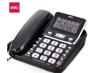 得力（deli）789多功能大屏背光电话机 翻转可摇头可接分机固定电话/座机（黑色）