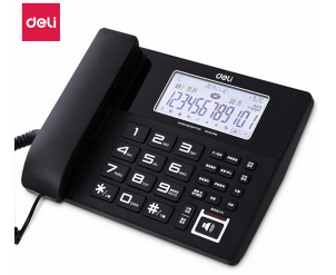 得力（deli）799 大屏幕录音留言座机 白色背光温度显示电话机 万年历显示固定电话 附赠4G内存卡