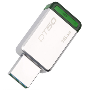 金士顿（Kingston）USB3.1 16GB 金属U盘 DT50 高速车载U盘 绿色