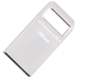 金士顿（Kingston） U盘 DTMC3 16GB USB3.1 迷你型车载U盘 银色金属 便携环扣