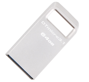 金士顿（Kingston） U盘 DTMC3 64GB USB3.1 迷你型车载U盘 银色金属 便携环扣