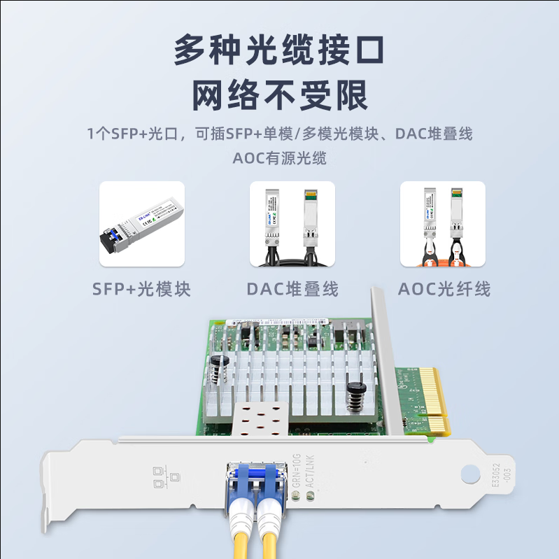 EB-LINK intel 82599芯片PCI-E X8 10G万兆单口光纤网卡X520-DA1 SFP+光口服务器网络适配器E10G41BF_http://www.chuangxinoa.com/newimg/C202306/1686709110795.png