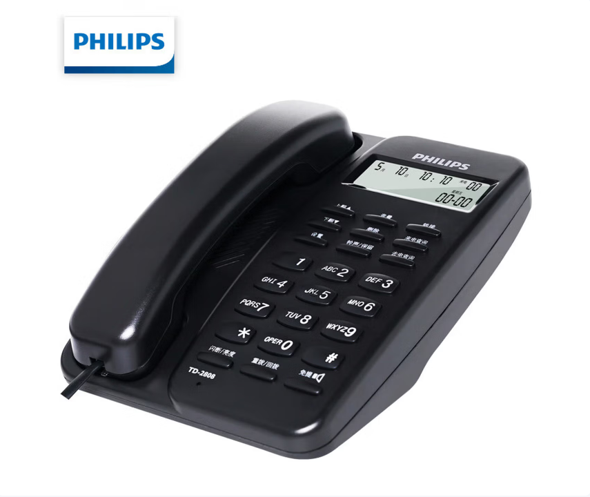 飞利浦（PHILIPS）电话机座机 固定电话 办公家用 免提通话 免电池 来电显示 TD-2808 (黑色)_http://www.chuangxinoa.com/newimg/C202604/1775702388972.png