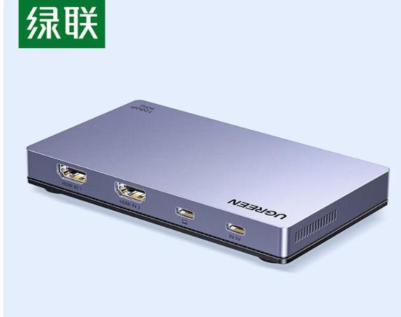 绿联HDMI双路视频采集卡4K高清输入 多路双机位直播2路适用索尼相机Switch/PS5手机电脑游戏录制35867