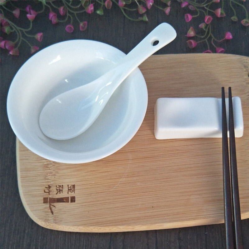 陶瓷创意三用筷子架家用醋碟商用筷架筷托筷枕中式筷座陶瓷筷子架筷子托 纯白筷架 10个装