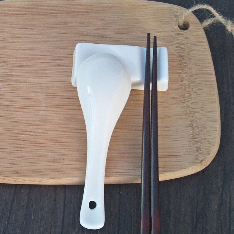 陶瓷创意三用筷子架家用醋碟商用筷架筷托筷枕中式筷座陶瓷筷子架筷子托 纯白筷架 10个装